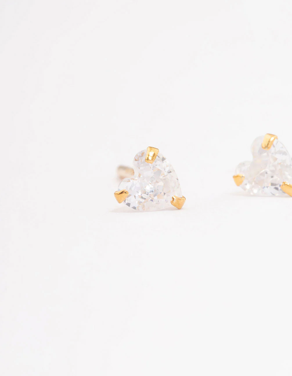 Gold Plated Sterling Silver Cubic Zirconia Heart Stud Earrings - Image 2