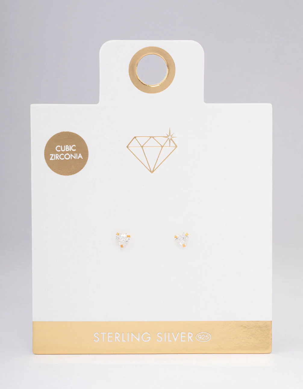 Gold Plated Sterling Silver Cubic Zirconia Heart Stud Earrings - Image 3