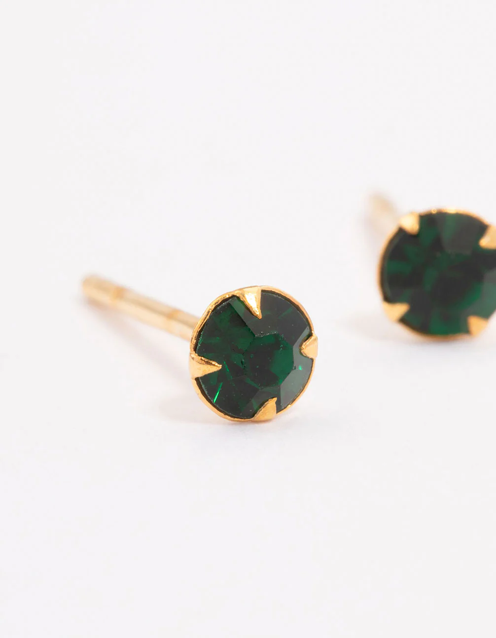 Gold Plated Sterling Silver Diamante Stud Earrings 4mm - Image 2