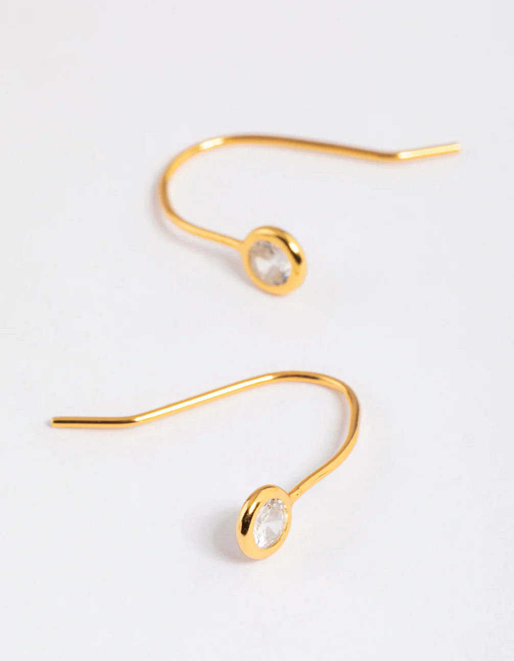 Gold Plated Sterling Silver Encased Cubic Zirconia Drop Earrings - Image 2