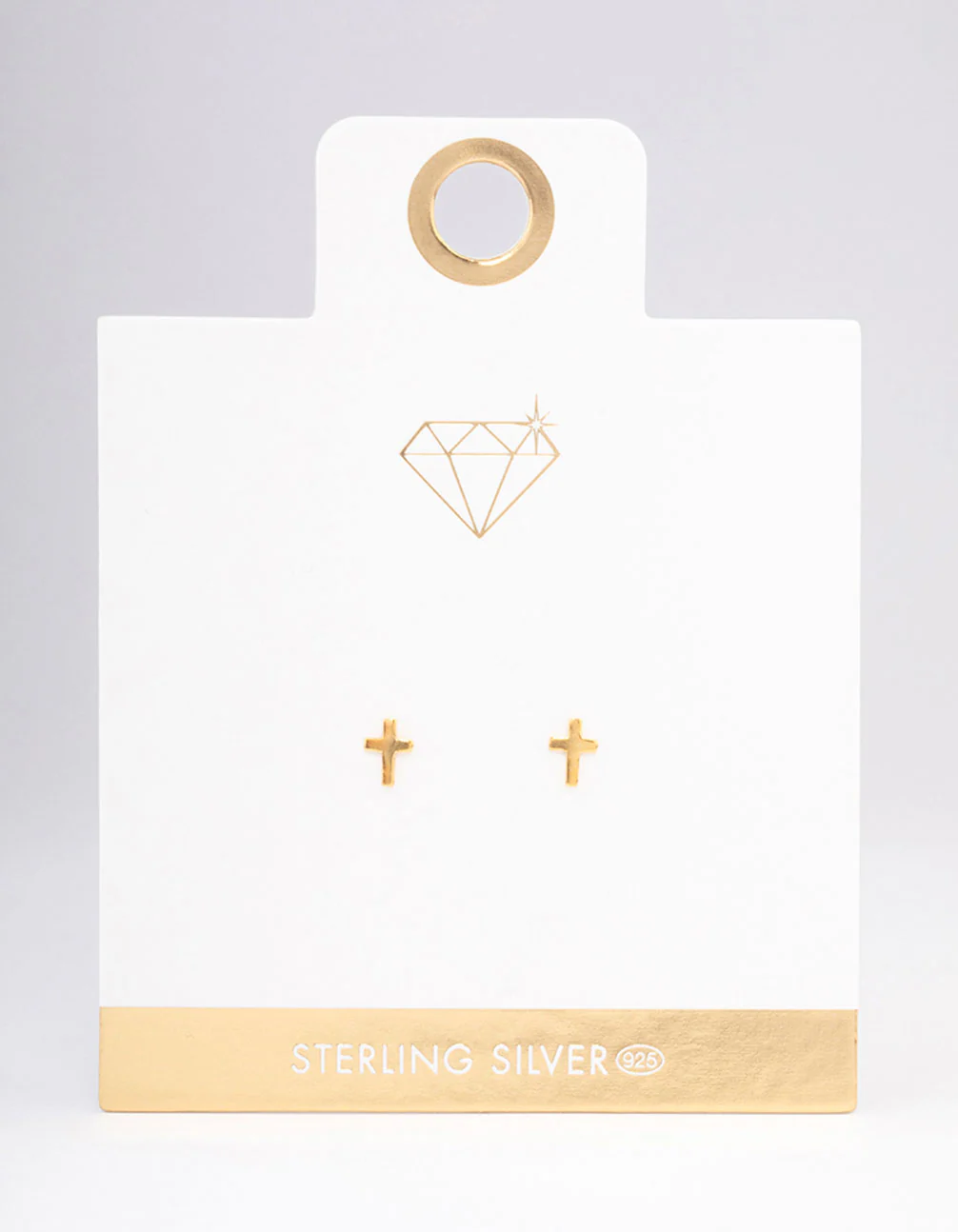 Gold Plated Sterling SIlver Mini Cross Stud Earrings - Image 3