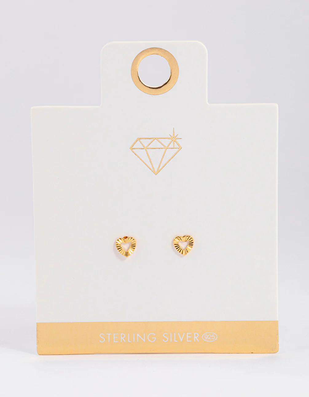 Gold Plated Sterling Silver Sunray Heart Stud Earrings - Image 4