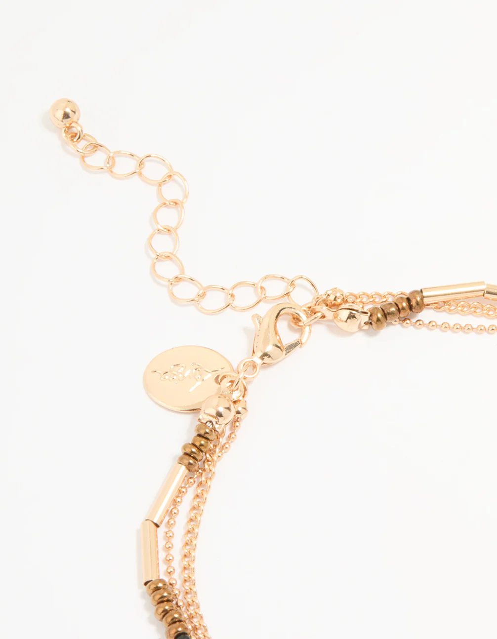 Antique Gold Blue Beaded & Leaf Layered Anklet - Image 3
