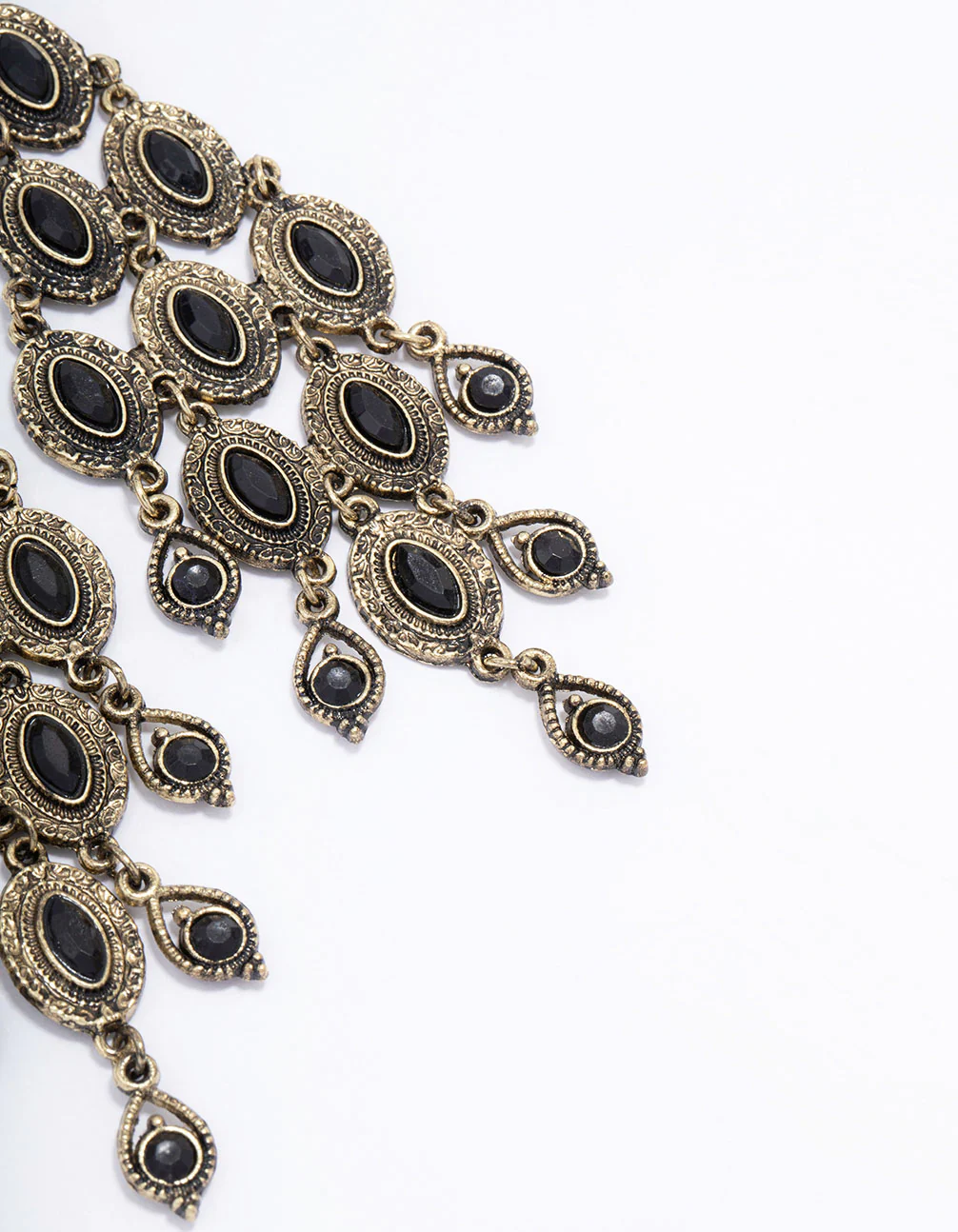 Antique Gold Cascading Tassel Drop Earrings - Image 3