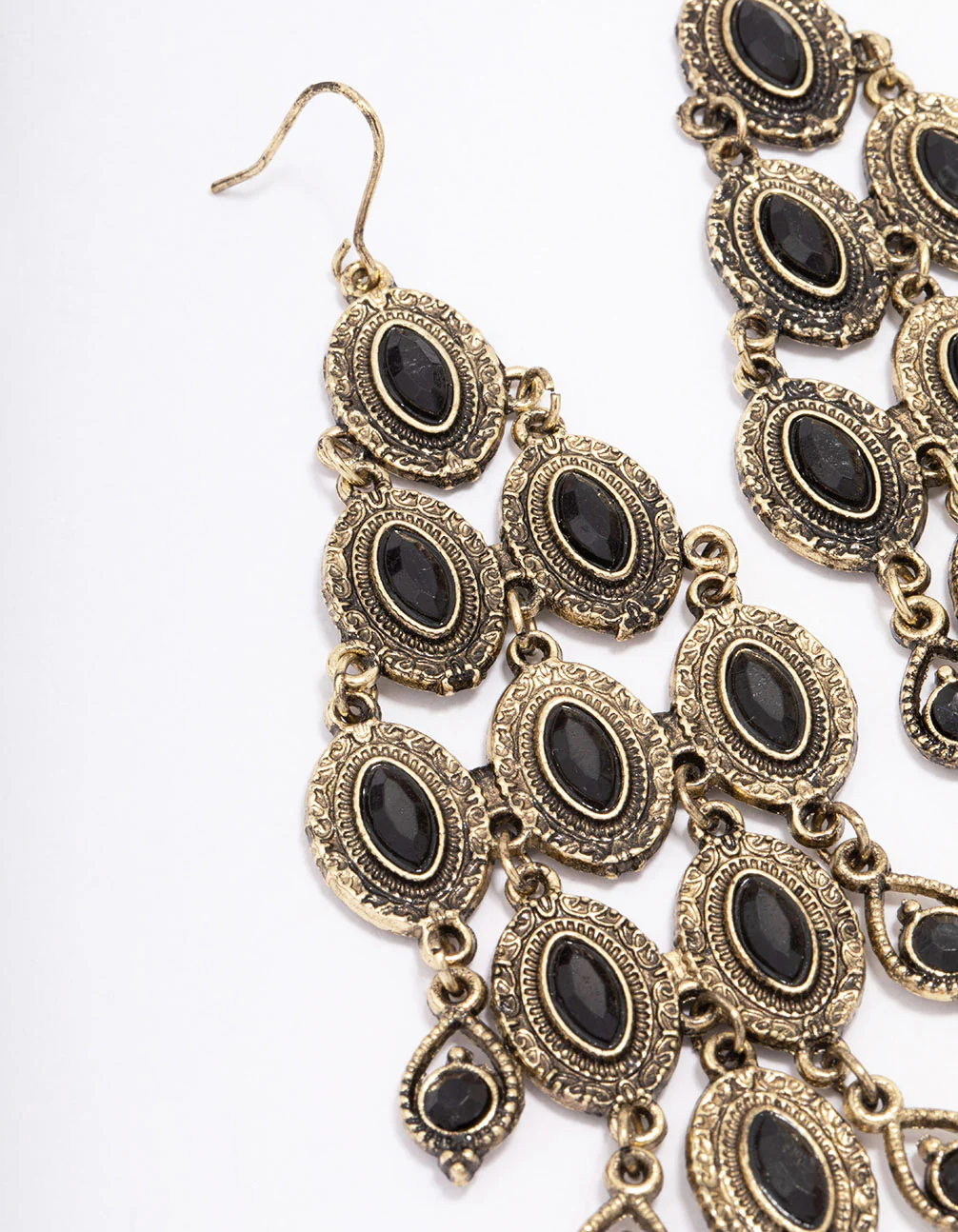 Antique Gold Cascading Tassel Drop Earrings - Image 4