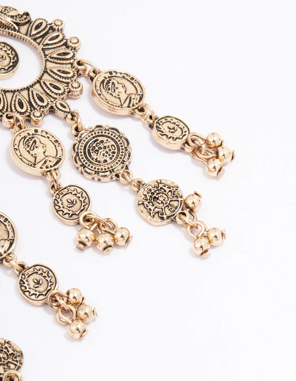 Antique Gold Coin Droplet Earrings - Image 3