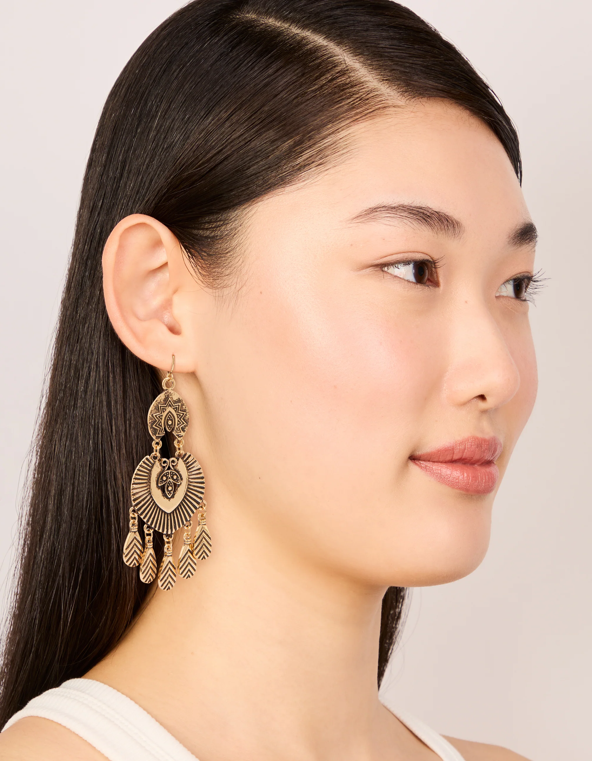 Antique Gold Dreamcatcher Drop Earrings - Image 3