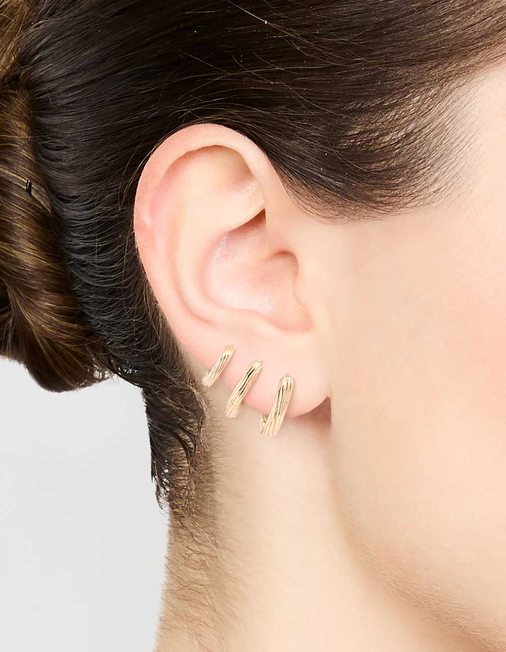 Antique Gold Graduating Twisted Hoop Earrings 3-Pack - Image 2