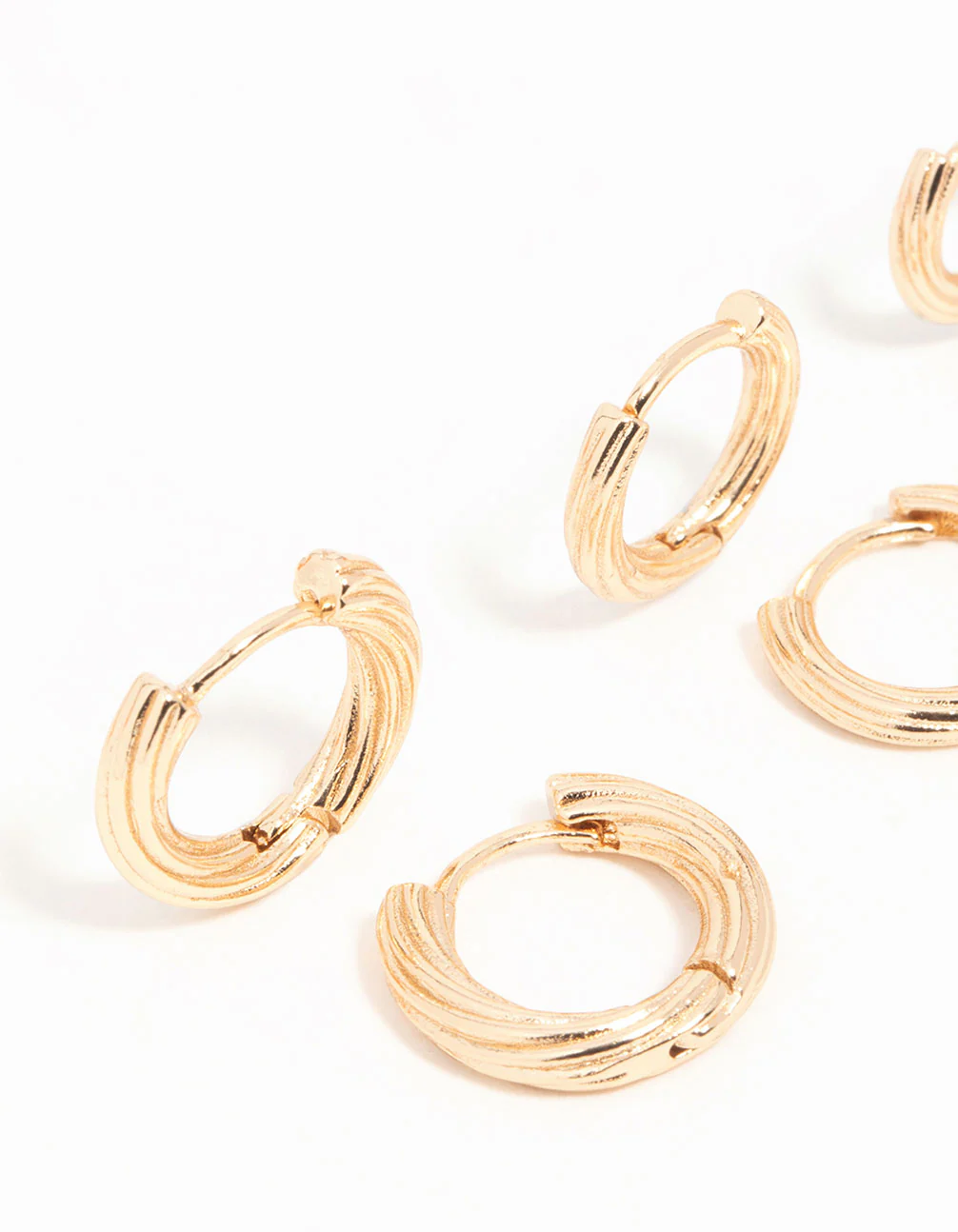 Antique Gold Graduating Twisted Hoop Earrings 3-Pack - Image 4