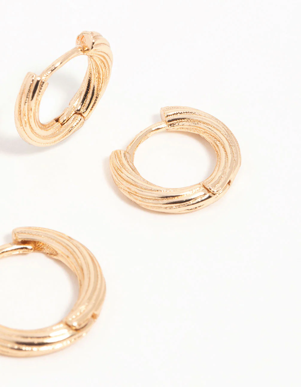 Antique Gold Graduating Twisted Hoop Earrings 3-Pack - Image 5