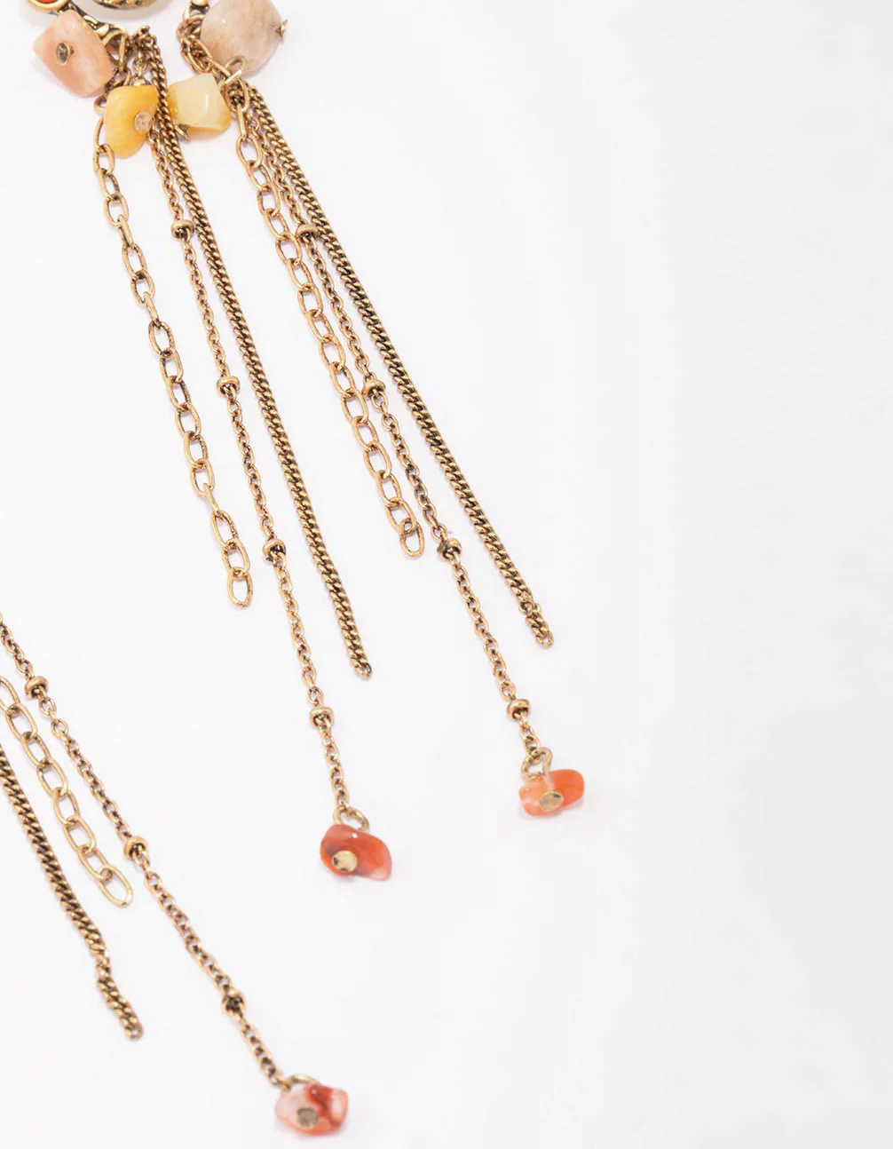 Antique Gold Hanging Stone Drop Earrings - Image 3