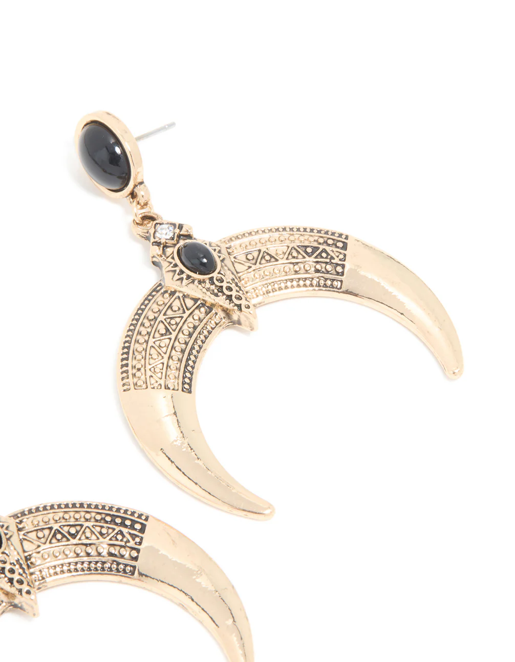 Antique Gold Horn Drop Earrings - Image 5
