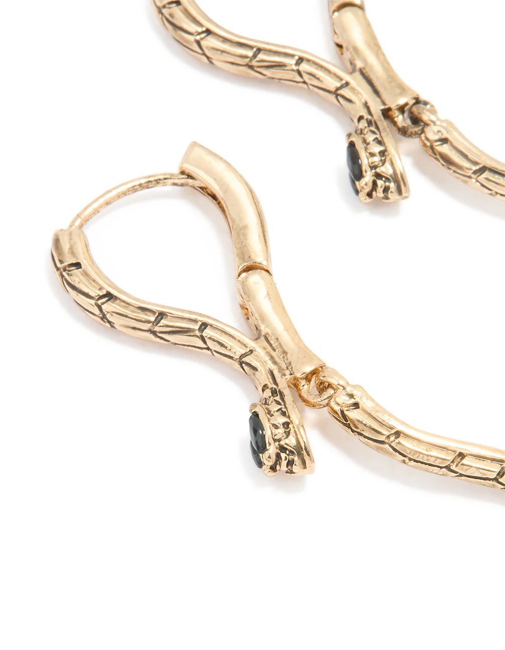Antique Gold Molten Snake Drop Earrings - Image 2