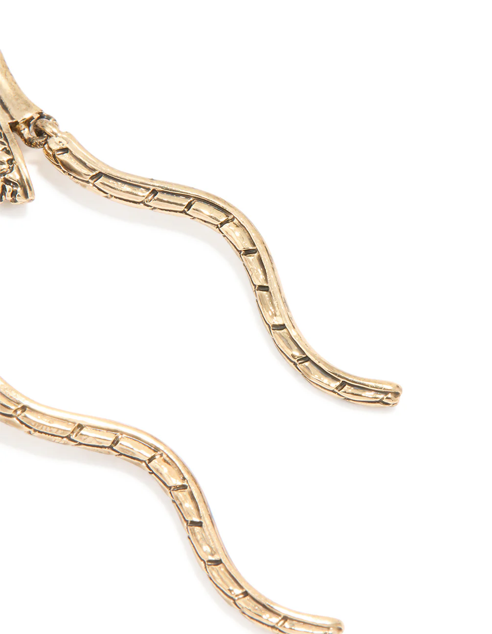 Antique Gold Molten Snake Drop Earrings - Image 3