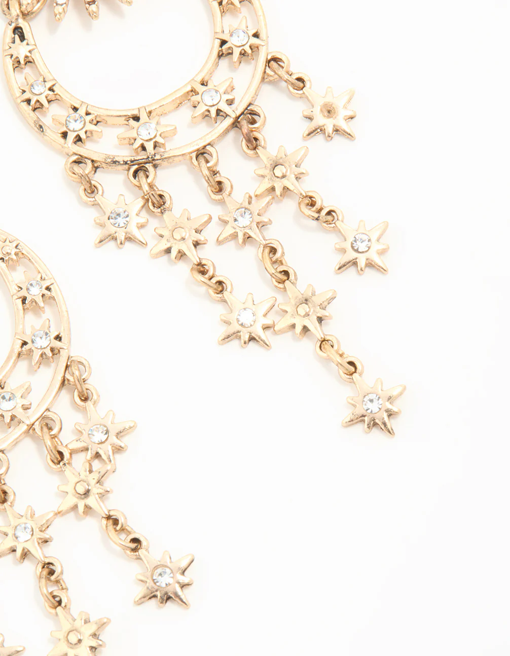 Antique Gold Moon & Star Drop Earrings - Image 5