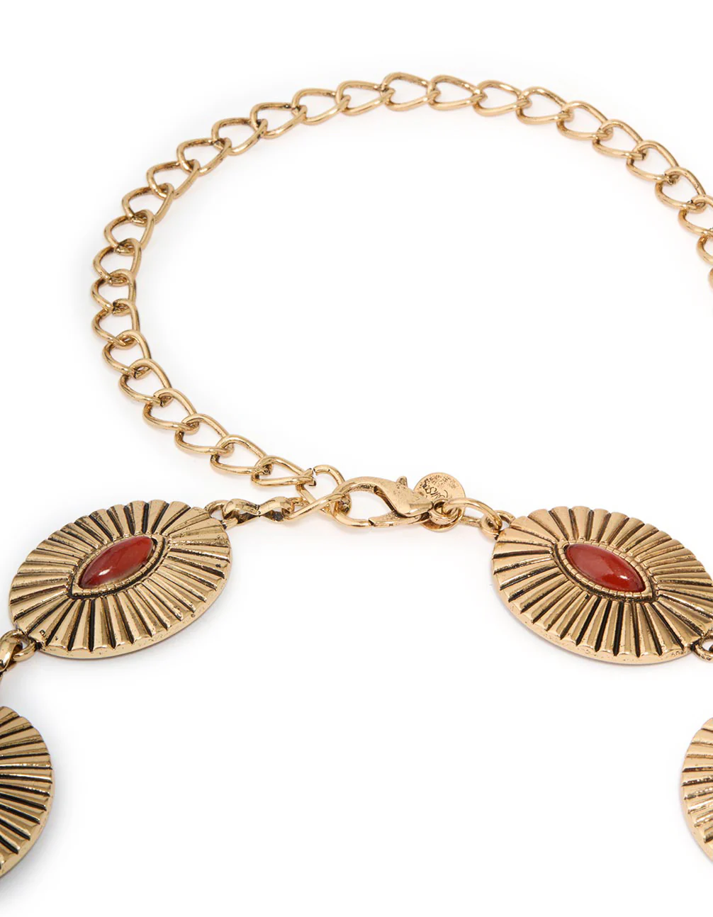 Antique Gold Red Oval Gem Western Belt - Image 3