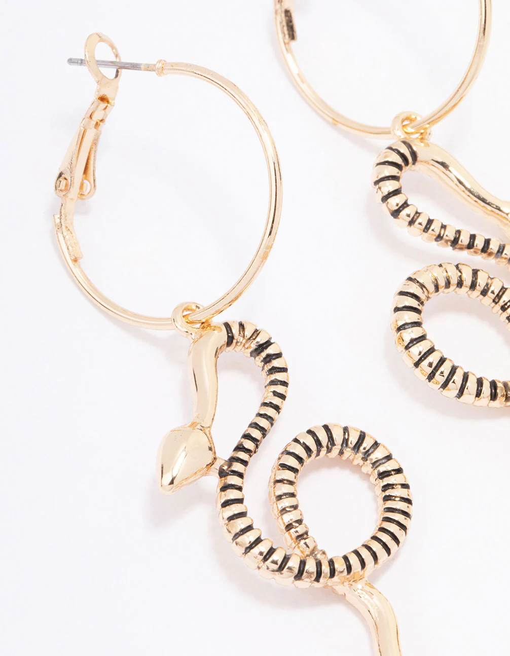 Antique Gold Swirling Snake Drop Earrings - Image 2