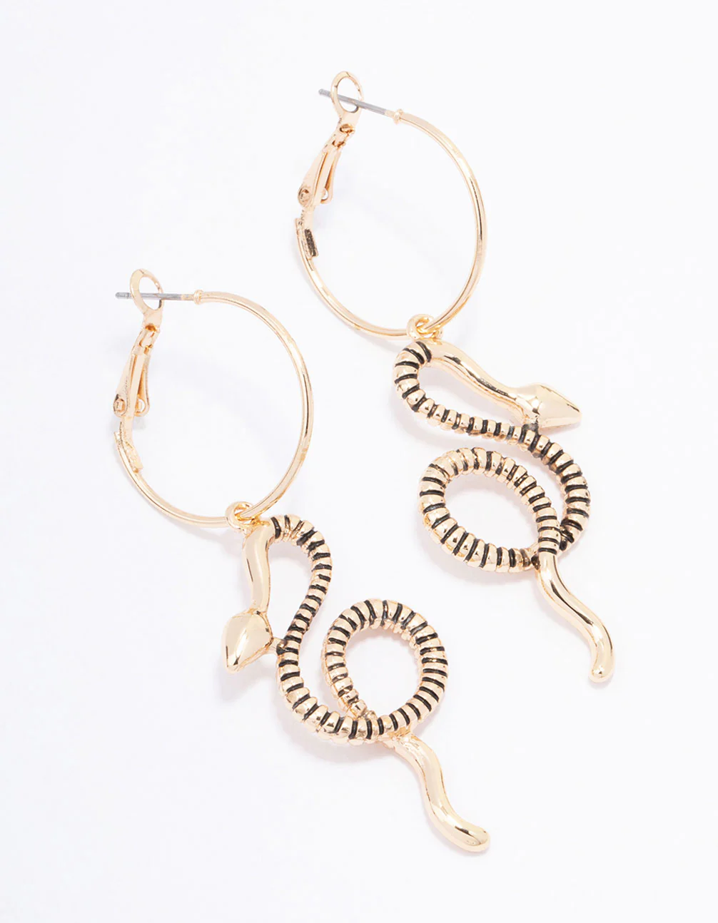 Antique Gold Swirling Snake Drop Earrings - Image 3