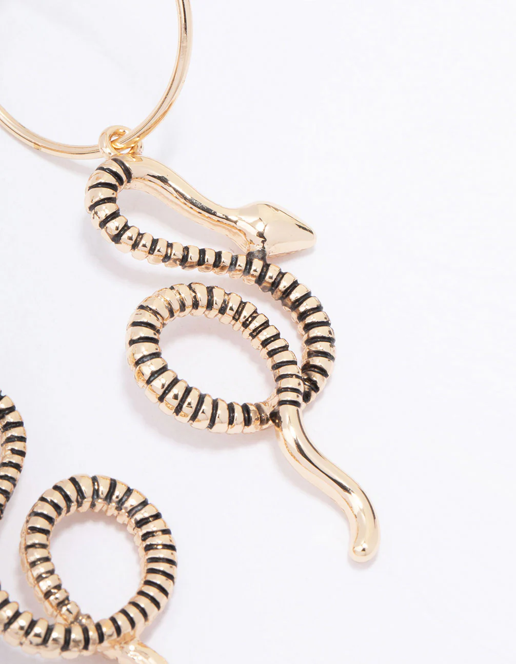 Antique Gold Swirling Snake Drop Earrings - Image 5