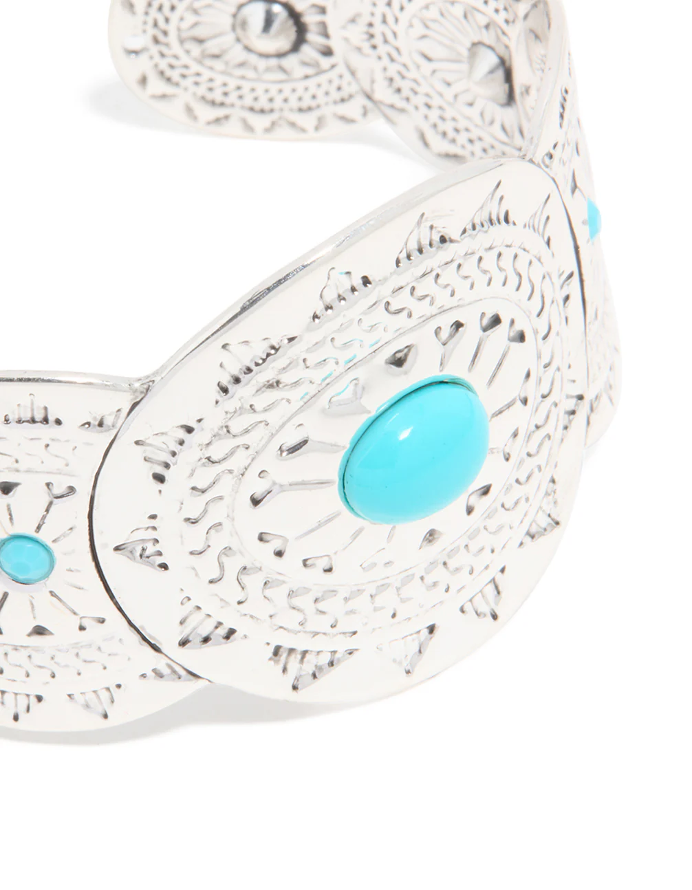 Antique Silver Blue Circle Molten Wrist Cuff - Image 2