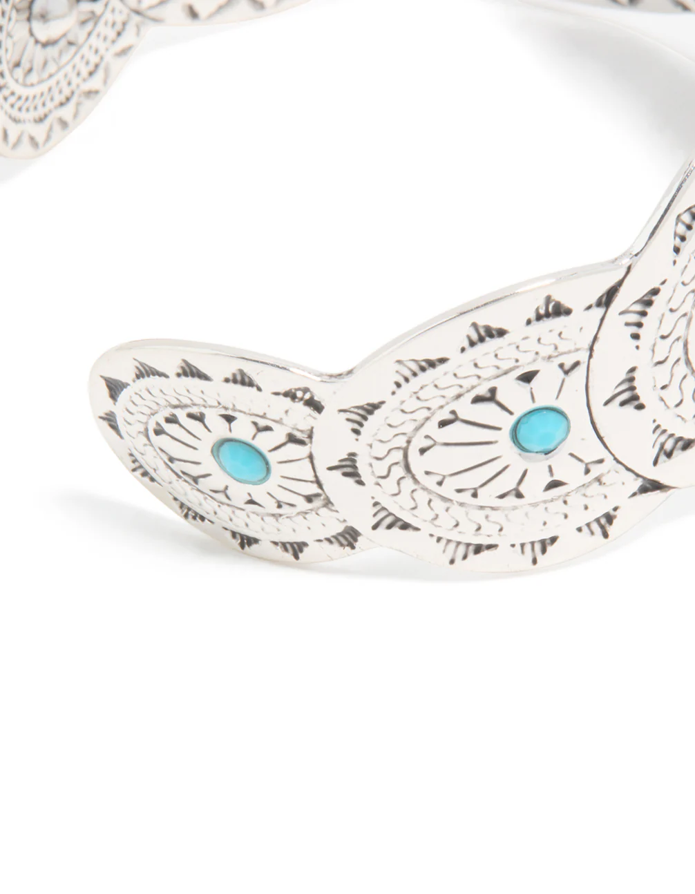 Antique Silver Blue Circle Molten Wrist Cuff - Image 3