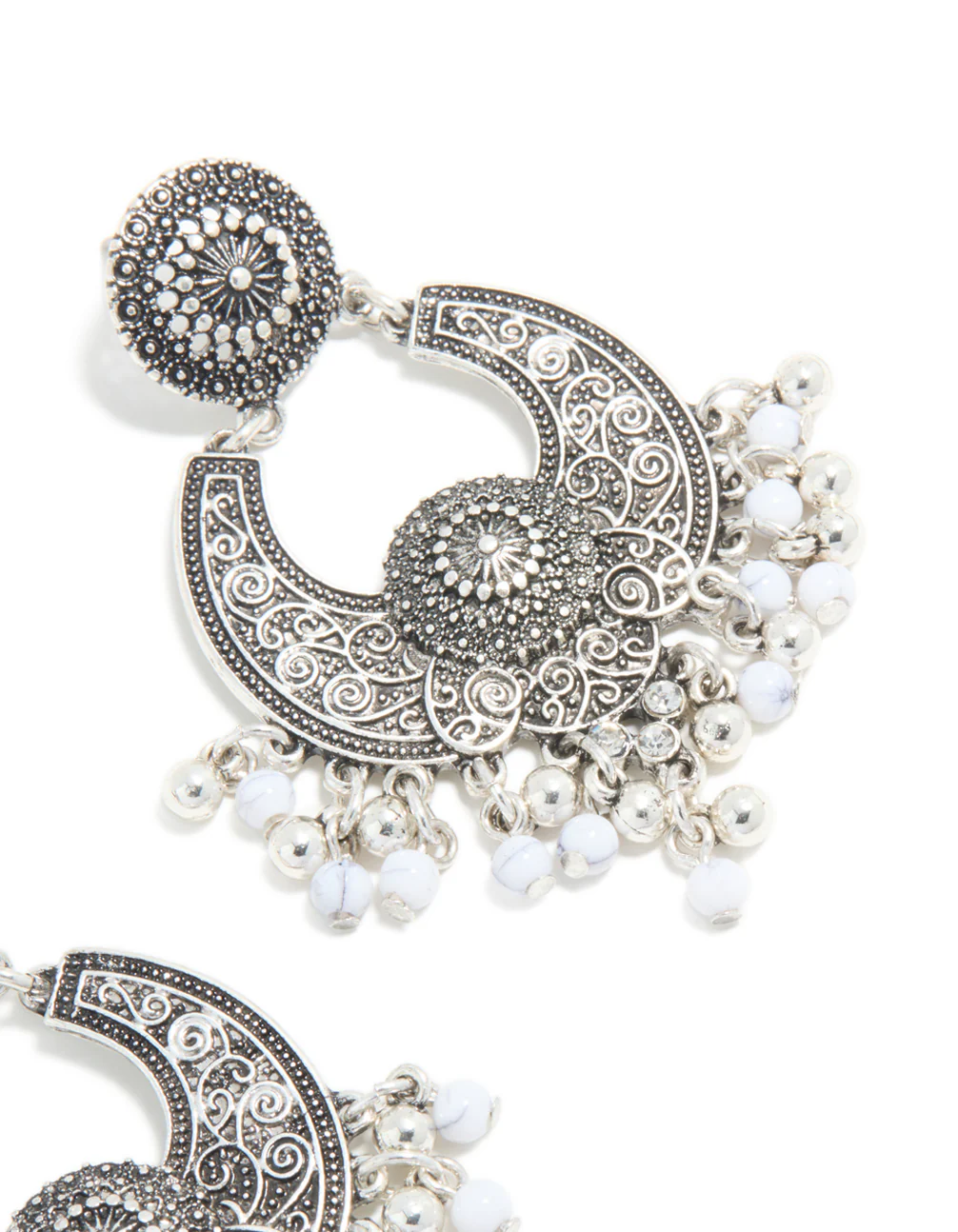 Antique Silver Boho Dangle Drop Earrings - Image 5