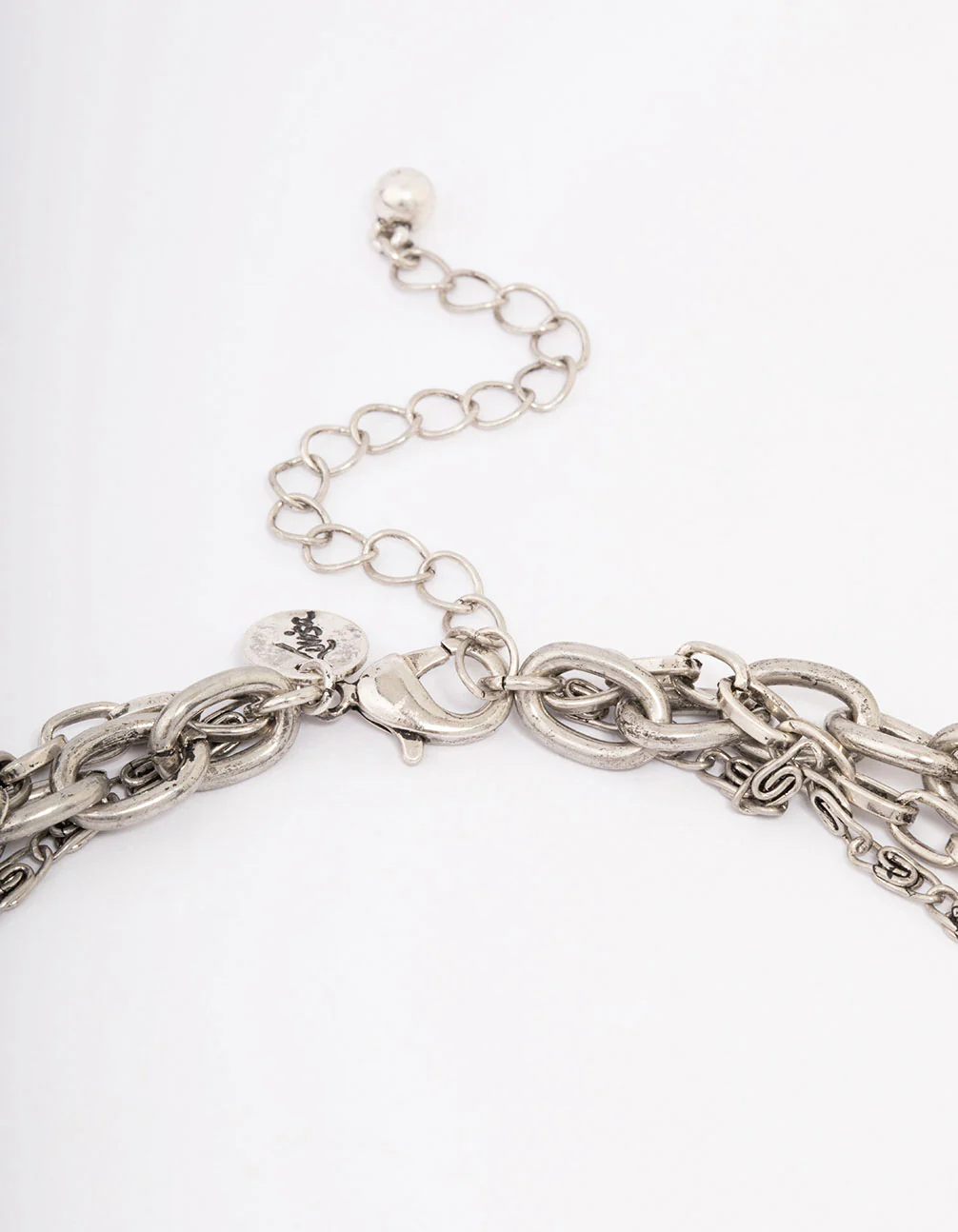 Antique Silver Butterfly Cross Stone Layered Necklace - Image 3