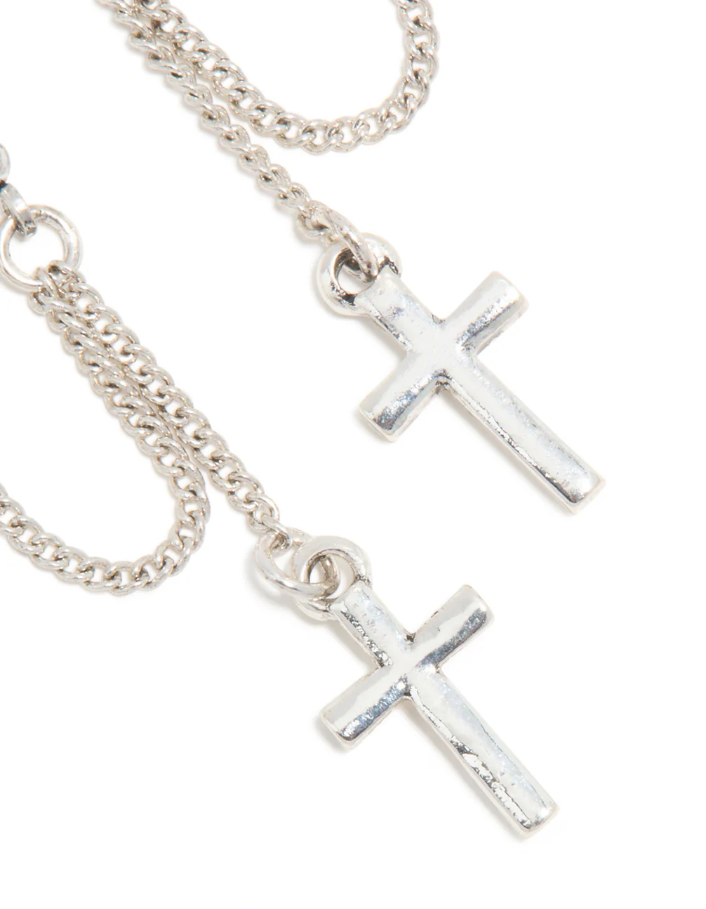 Antique Silver Chain Cross Drop Earrings - Image 3