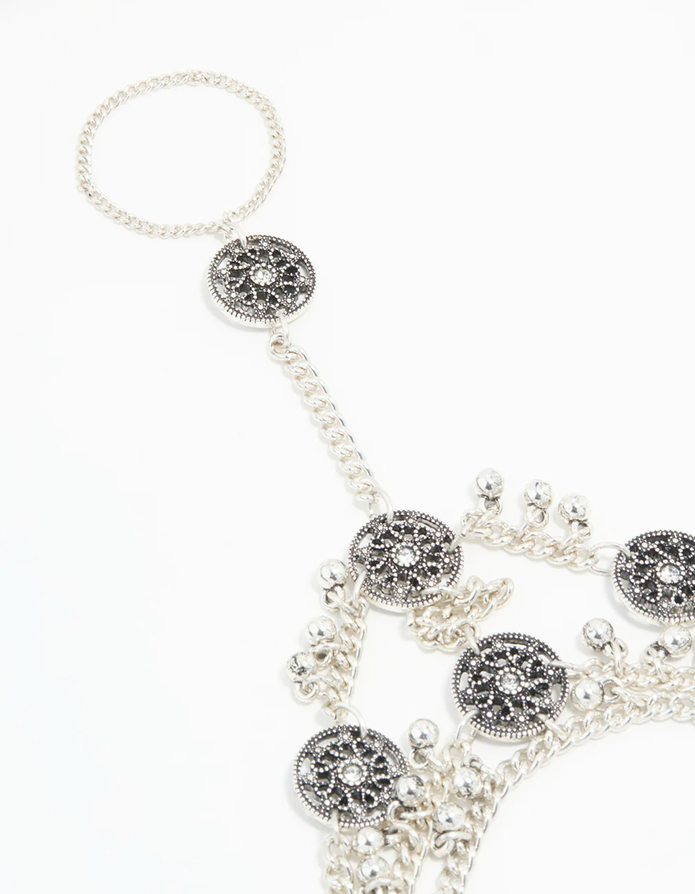 Antique Silver Coin Hand Chain - Image 2