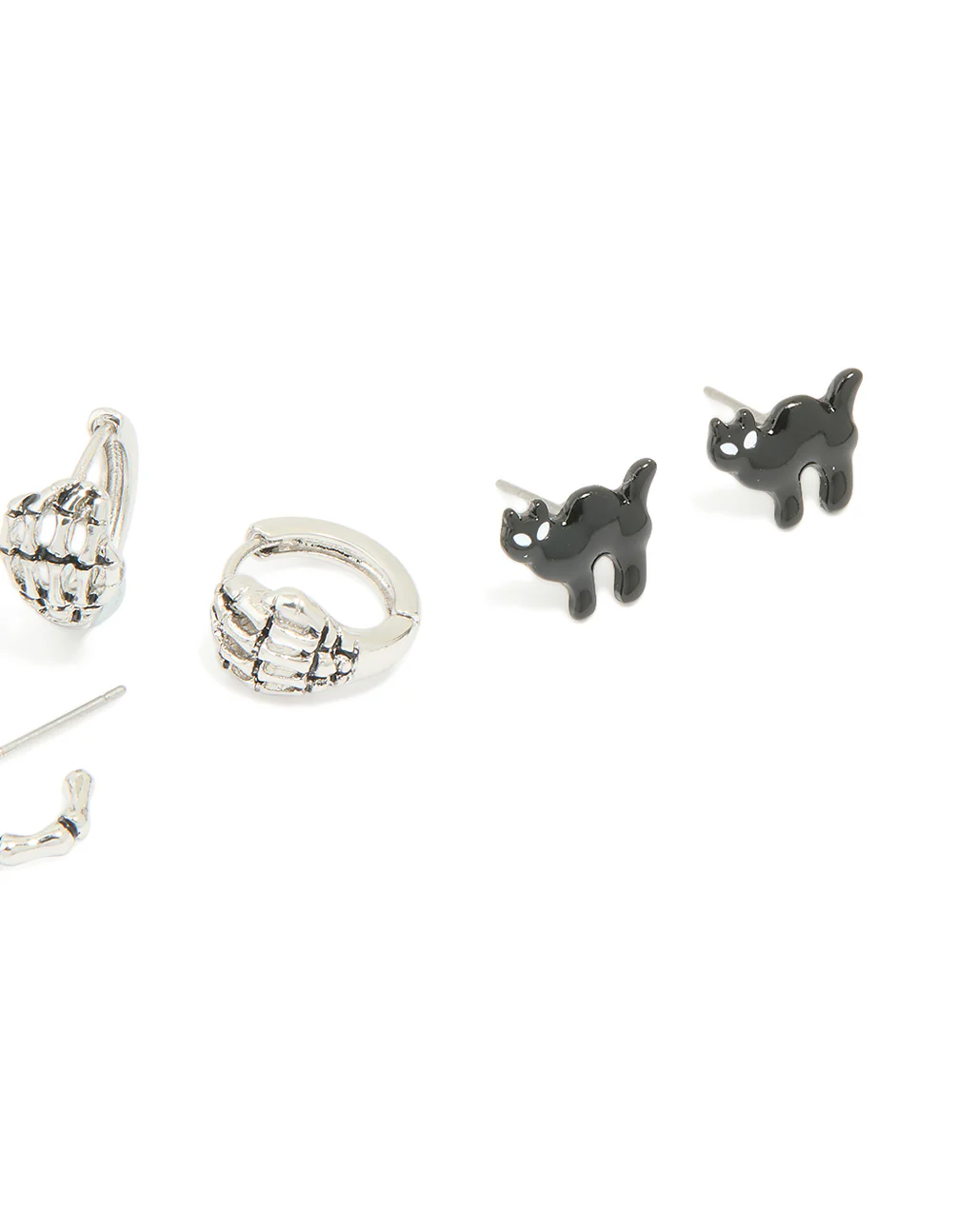 Antique Silver Graveyard & Black Cat Earrings 4-Pack - Image 3