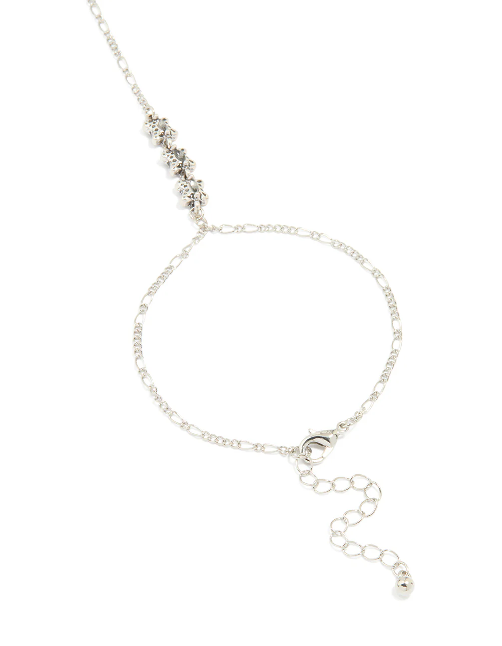 Antique Silver Rustic Ring Hand Chain - Image 3