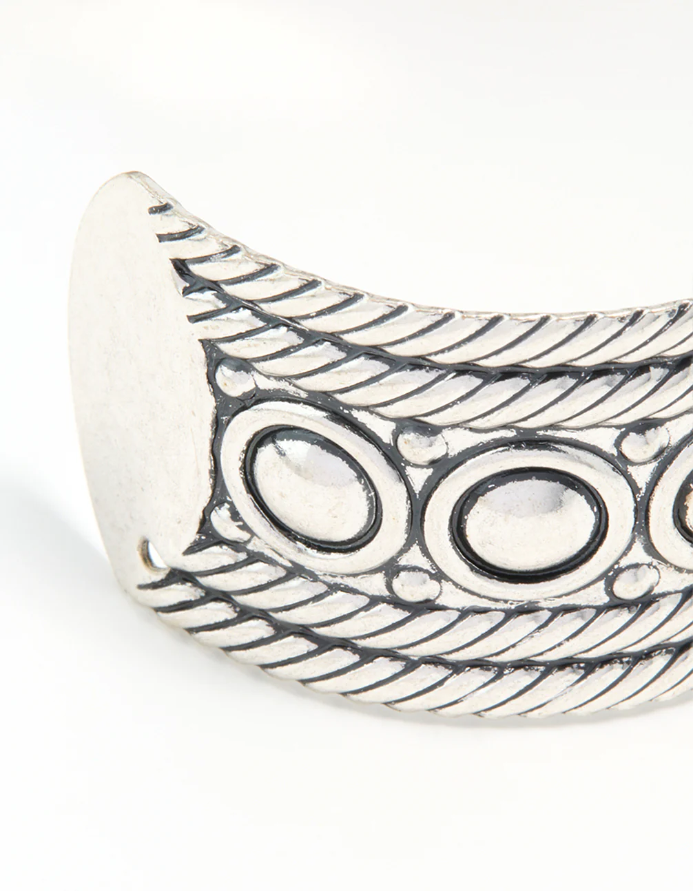Antique Silver Stone Design Wrist Cuff - Image 3