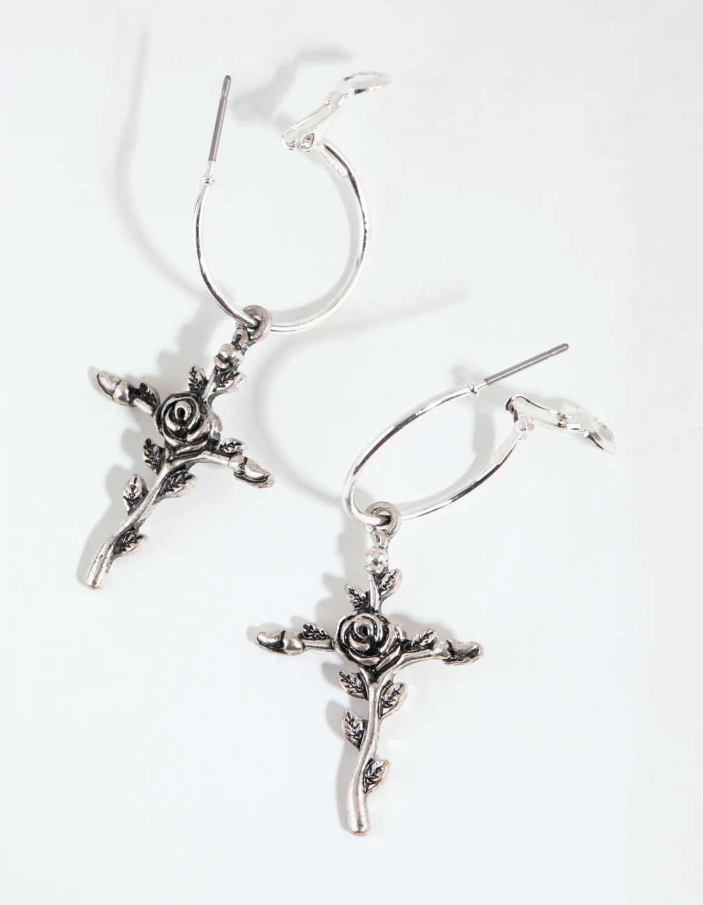 Antique Silver Rose Vine Ross Earrings - Image 2