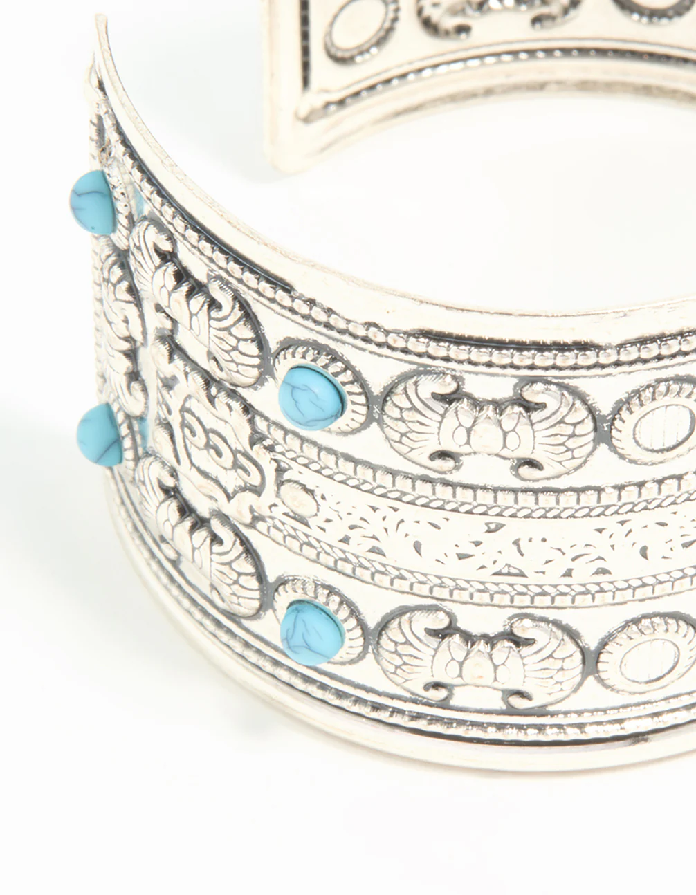 Antique Silver Turquoise Wrist Cuff - Image 3