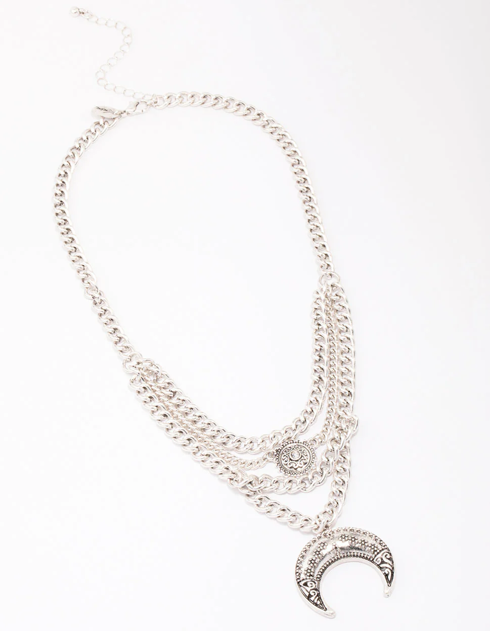 Antique Silver Western Crescent Moon Necklace - Image 2