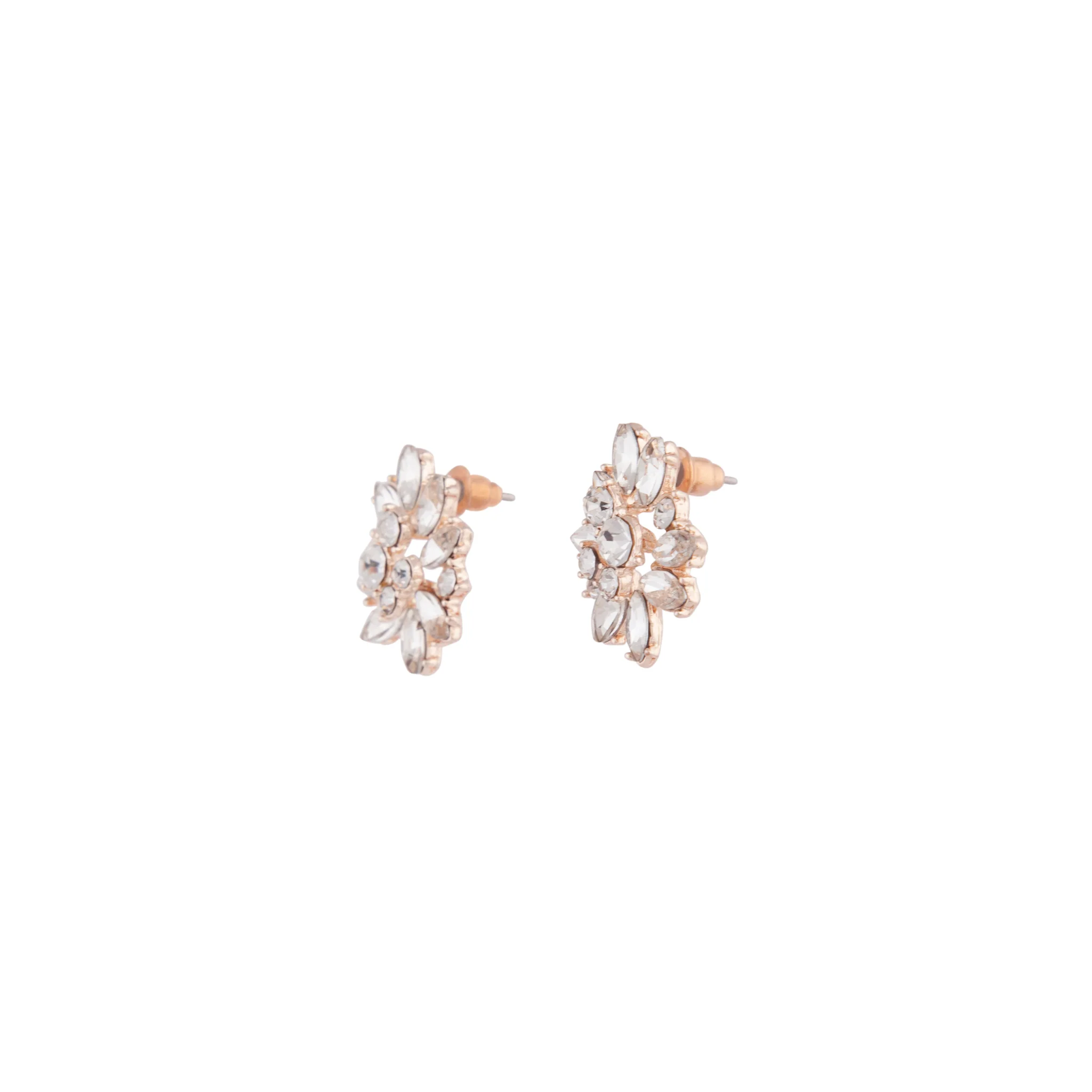 Rose Gold Diamante Cluster Earrings - Image 2