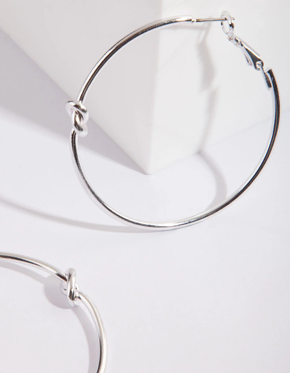 Silver Knot Hoop Earrings - Image 2