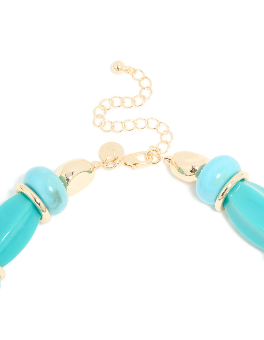 Aqua & Turquoise Acrylic Beaded Square & Round Chunky Necklace - Image 5