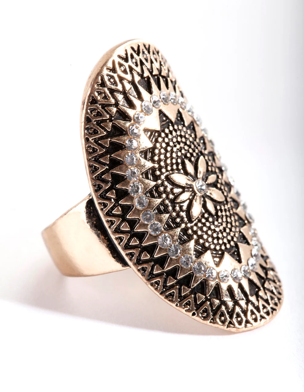Antique Flower Etched Disc Ring - Image 2