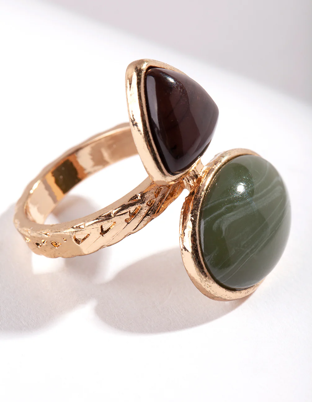 Gold Double Bubble Stone Ring - Image 2