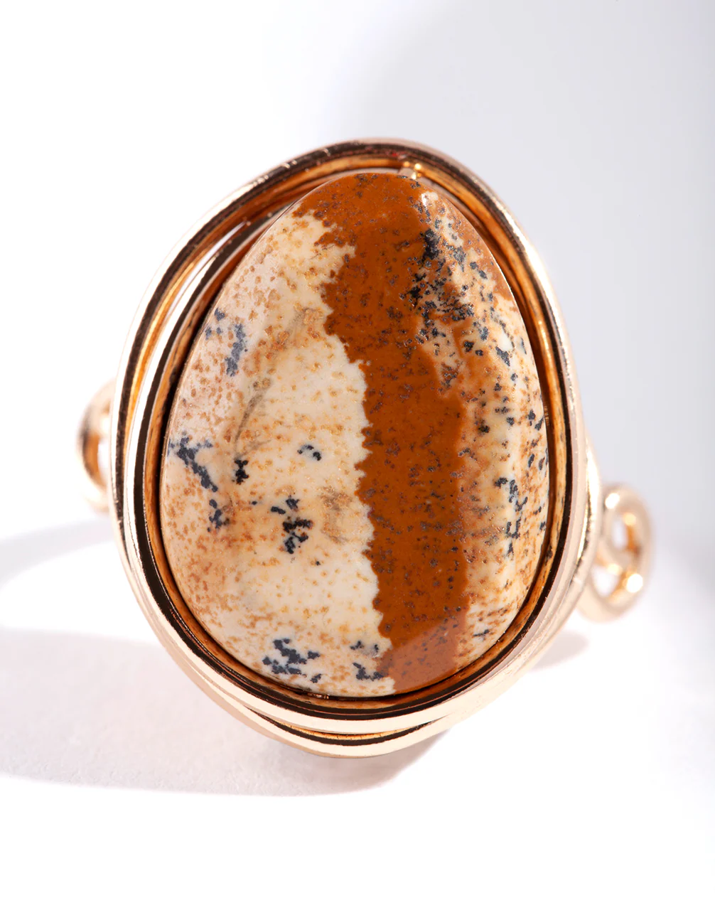 Gold Natural Stone Wire Wrapped Ring - Image 2