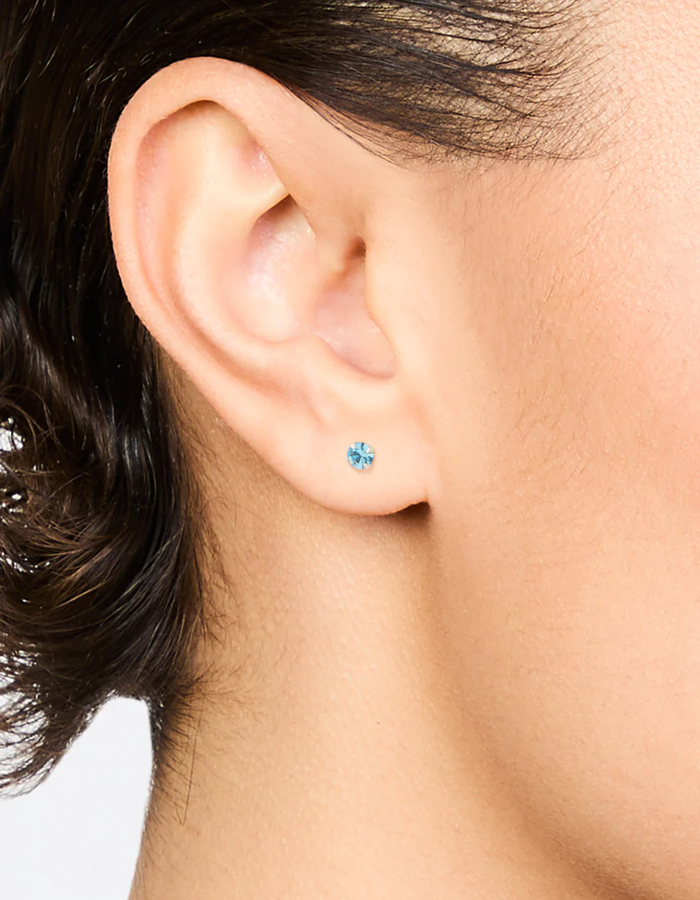 Baby Blue Czech Bohemia Crystal Sterling Silver Stud Earrings - Image 2