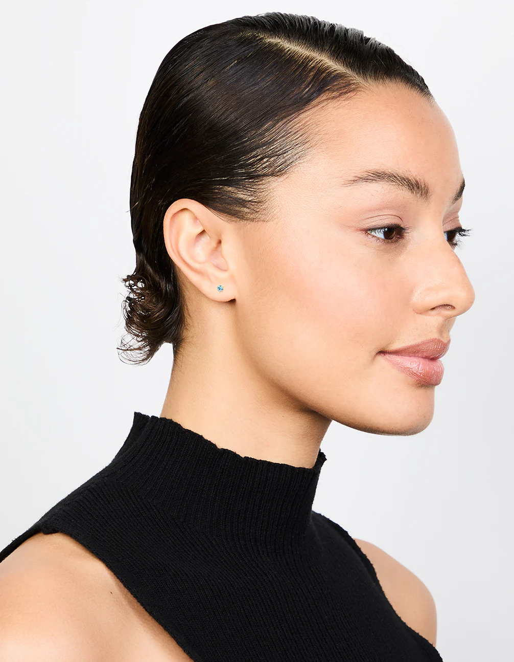 Baby Blue Czech Bohemia Crystal Sterling Silver Stud Earrings - Image 3