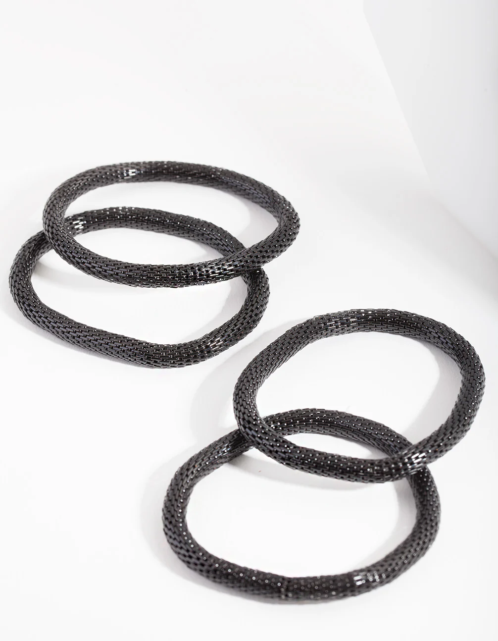 Black Stretch Mesh Bracelet 4-Pack - Image 3