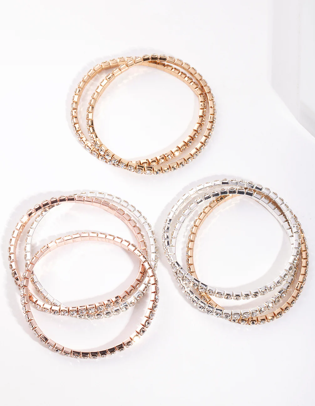Mixed Metal Diamante Bracelet 8-Pack - Image 3