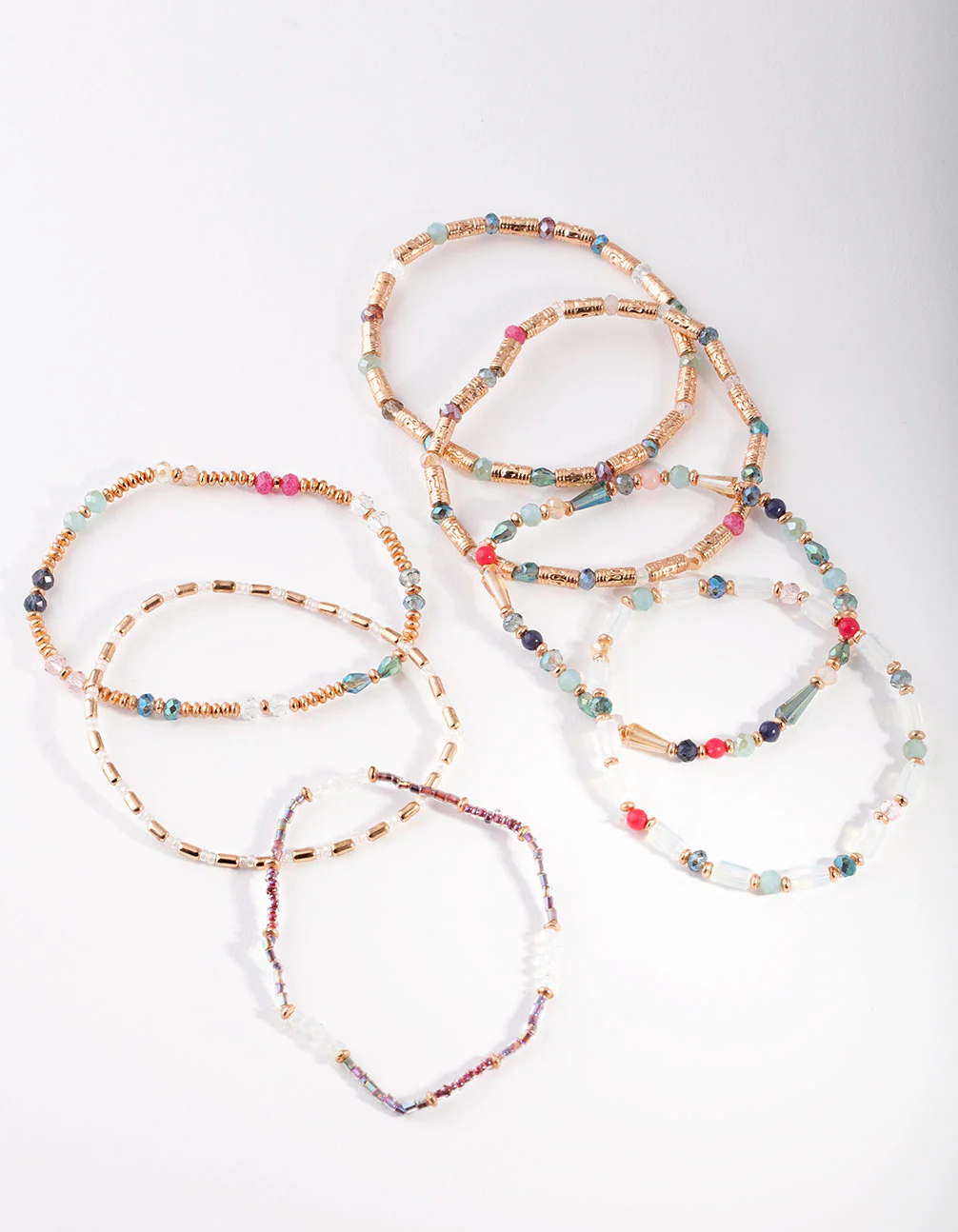Rose Gold Faceted Multi Bead Bracelet 7-Pack - Image 2