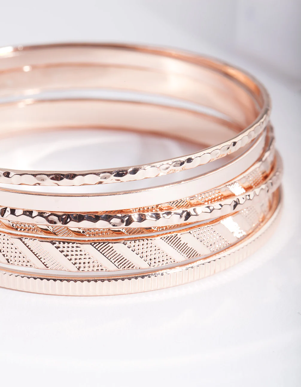 Rose Gold Textured Strip Bangle 6-Pack - Image 2