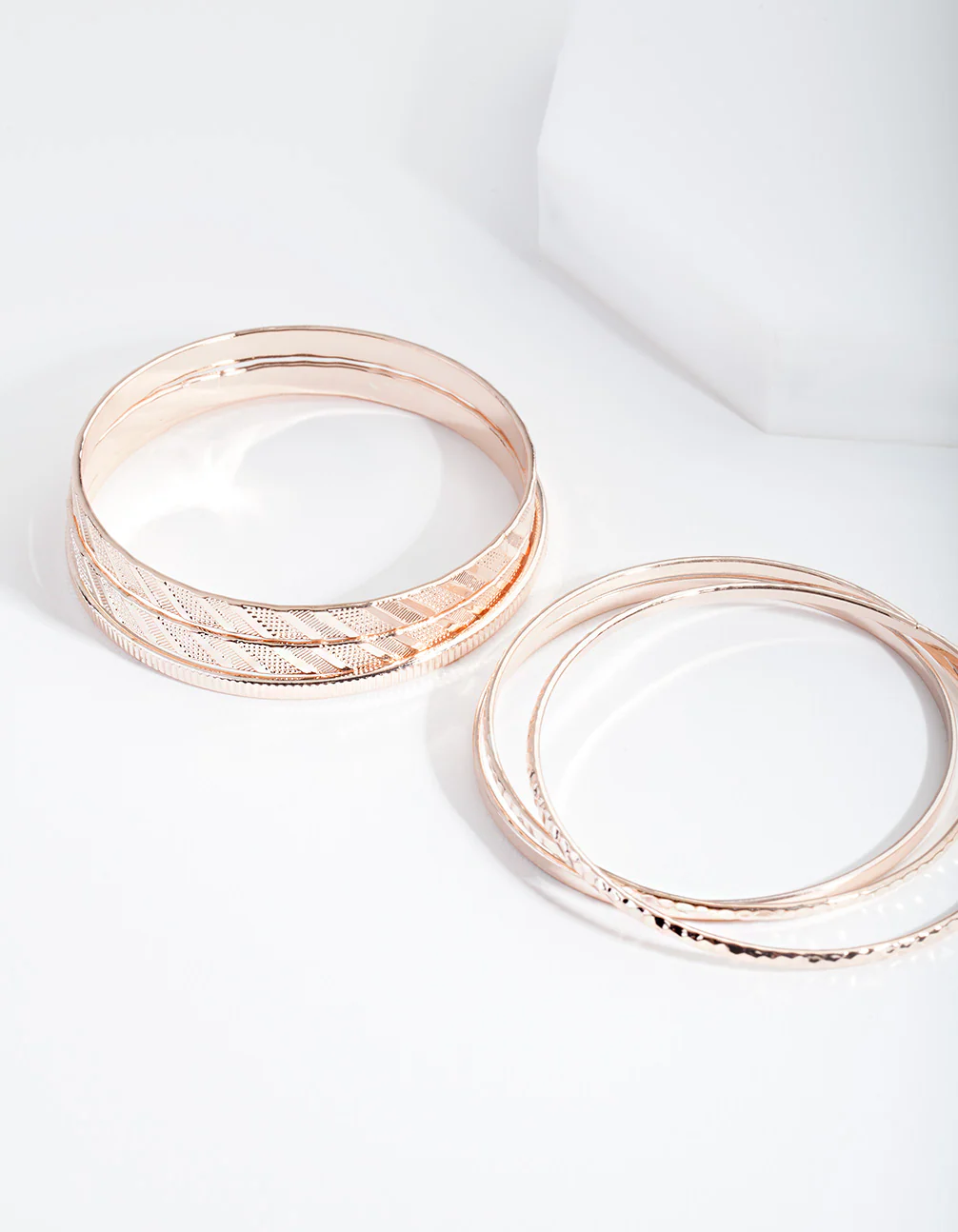 Rose Gold Textured Strip Bangle 6-Pack - Image 3