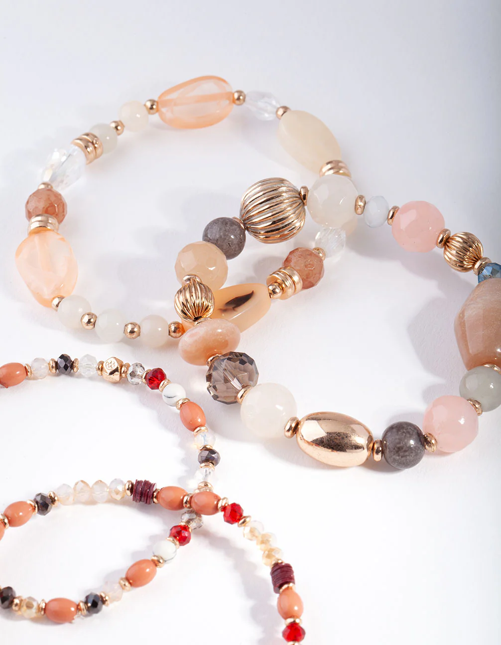 Gold Multi Neutral Bead Bracelet 4-Pack - Image 2