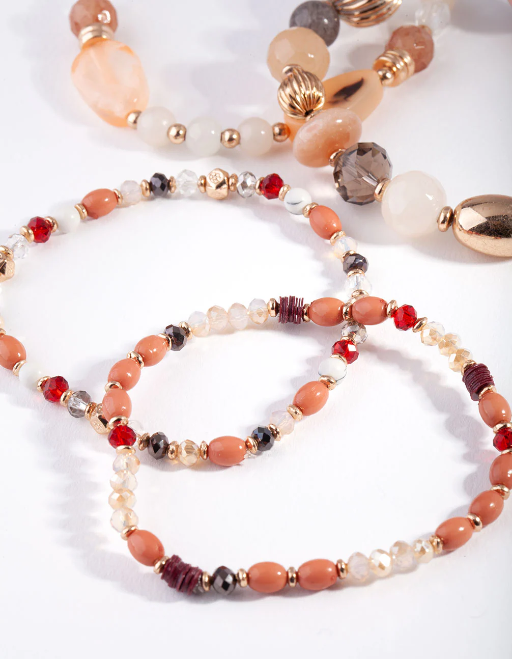 Gold Multi Neutral Bead Bracelet 4-Pack - Image 3